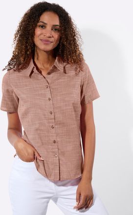 Casual Looks Hemdbluse CASUAL LOOKS, Damen, Gr. 36, cognac, wei&szlig;, gemustert, 50% Baumwolle, 50% Polyester, gemustert, mehrfarbig, Blusen Hemdbluse