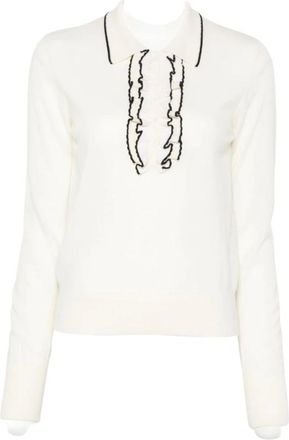 Forte_Forte Tops, Dames, Wit, S, Wol, My Knit Diamond Polo