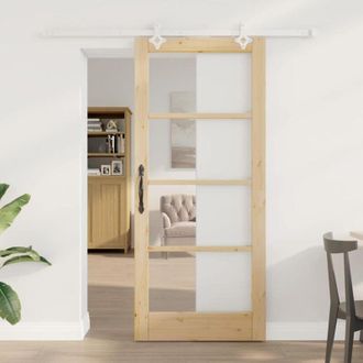 vidaXL Vidaxl - Puerta Corrediza Manual Marr&oacute;n 86 X 198.5 Cm Madera Y Metal