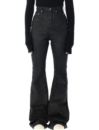 Rick Owens Bolan Bootcut Black Waxed Jeans