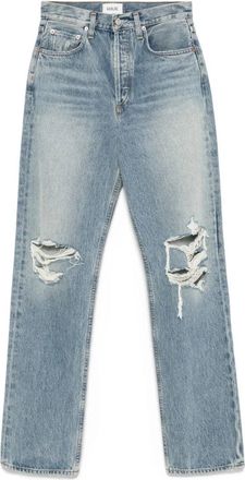 A Gold E Distressed Indigo Blue High-Waisted Kelly Jeans