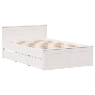 Berkfield Home Durable Bed Frame Frame with Headboard White 120x200 cm Solid Woo | Size: Small Double