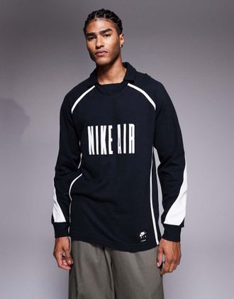 Nike Air - Top a maniche lunghe nero e bianco