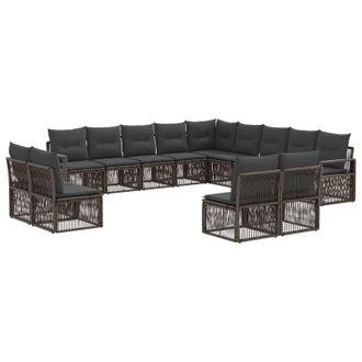 vidaXL Conjunto De Sof&aacute;s De Jard&iacute;n 13 Pcs Gris Rat&aacute;n Sint&eacute;tico Vidaxl