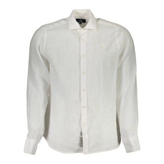 La Martina La Martina, Casual Shirts, male, White, Size: XL Long Sleeve Shirt White Embroidered Logo