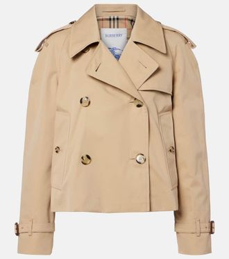 Burberry Giacca cropped in gabardine di cotone