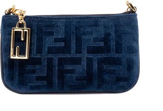 Fendi Ff Denim Mini Flat Pouch