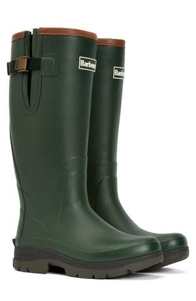 Barbour Tempest Waterproof Knee High Welly Boot in Olive at Nordstrom, Size 11