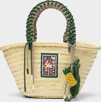 Alemais Womens Macrame braided palm leaf basket bag