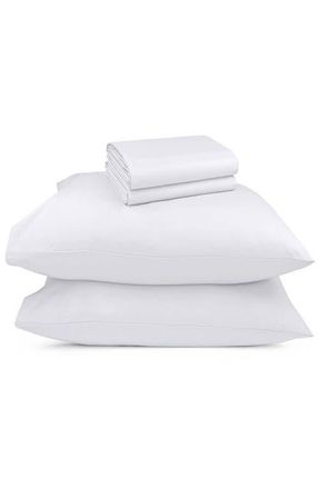 California Design Den Signature Comfort 100% Egyptian Cotton Breatheable Percale Sheet Set in Bright White at Nordstrom, Size California King