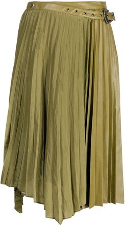 Andersson Bell Nicola pleated asymmetric midi skirt - women - Polyurethane/Rayon/Nylon - 34 - Green
