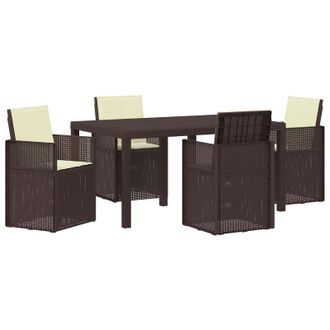 vidaXL Conjunto De Comedor De Jard&iacute;n Con Coj&iacute;n 5 Pcs Marr&oacute;n Y Crema Pp Vidaxl