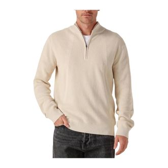 G-Star Truien & Vesten, Heren, Beige, S, Katoen, Beige Half Zip Gebreide Trui