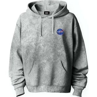 Dalix NASA Mineral Wash Hoodie Dalix NASA Embroidered Fleece Hoodie Mineral Wash Long Sleeve Sweatshirt Me in Gray at Nordstrom, Size Xx-Large