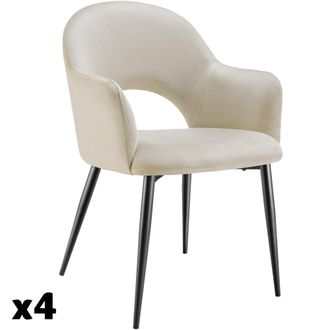TecTake 4 sillas de comedor aspecto terciopelo 57 x 61,5 x 87,5 cm crema