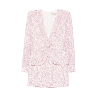 Alessandra Rich Short Dresses, female, Pink, Size: 2XS Light Pink Plunging V-Neck Dress