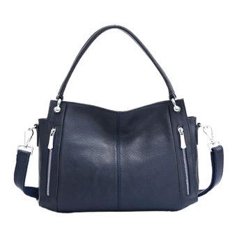 Generic QWWQYDY Leather Tote Bag Leather Handbag Female Classic Simple Vintage Women Shopper Tote Lady Shoulder Bag(Dark Blue)