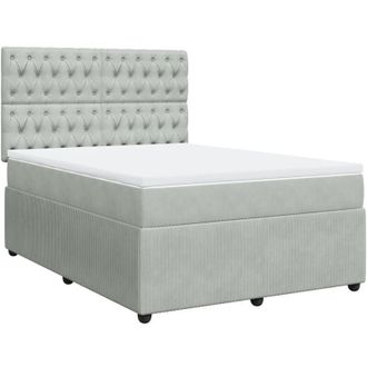 vidaXL Vidaxl - Cama Box Spring Con Colch&oacute;n Terciopelo Gris Claro 160x200 Cm