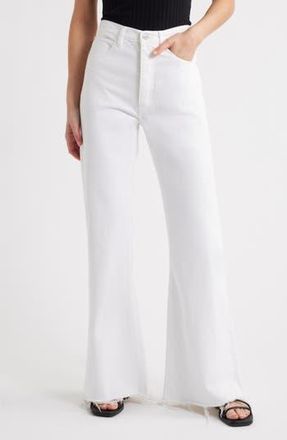 Frame Denim The Lax Frayed High Waist Flare Jeans in White Raw Fray at Nordstrom Rack, Size 28