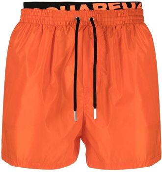 Dsquared2 double logo-waist swim shorts - men - Polyamide - 42 - Orange