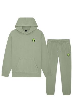 Dalix Alien Relaxed Sweatsuit in Oil Green at Nordstrom, Size Xxx-Large