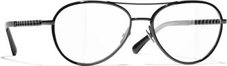 Chanel Glasses, female, Black, Size: 54 MM Pilot Eyeglasses