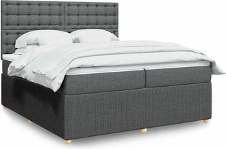 vidaXL Cama Box Spring Con Colch&oacute;n Tela Gris Oscuro 200x200 Cm Vidaxl