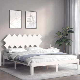Berkfield Home Beautiful Bed Frame with Headboard White 140x200 cm Solid Wood