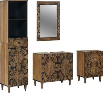 vidaXL Juego De Muebles De Ba&ntilde;o 4 Uds. Marr&oacute;n 62 X 33 X 58 Cm Vidaxl