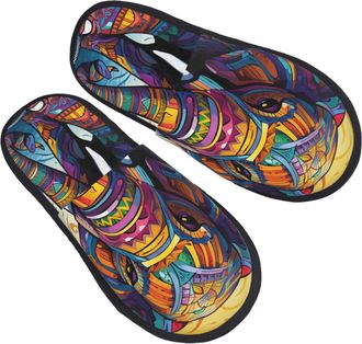 Generic Sliders Colorful Elephant Soft Shoes Comfy Slippers For Christmas Hotel Trip L