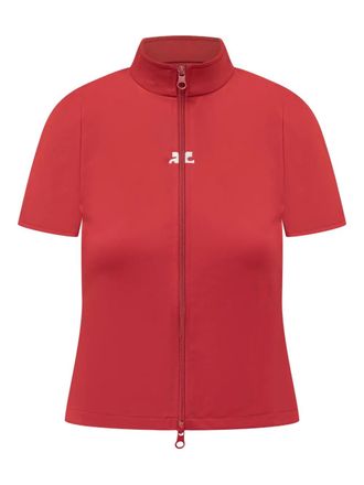 Courr&egrave;ges Top con zip - Rosso