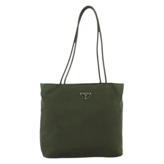 Prada Pre-owned Tote Bags, female, Green, Size: ONE SIZE Pre-owned Vintage Nylon Tote Bag