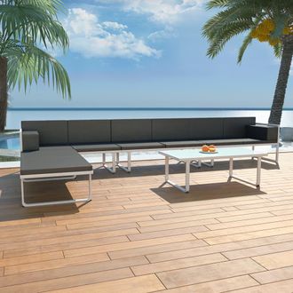 vidaXL Set De Muebles De Jard&iacute;n 5 Piezas Textilene Aluminio Negro Vidaxl