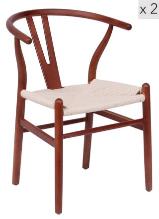Nordlys Set 2 sillas escandinavas en madera y cuerda
