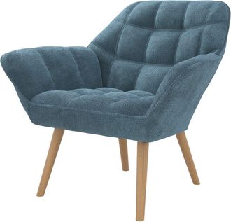 Rendez-Vous D&eacute;co Sill&oacute;n de tela azul con patas de madera