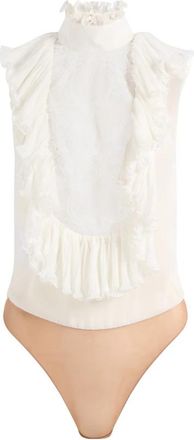 Elisabetta Franchi Camicia a Body - Dames - Bodies - Wit - XL - Polyester - Tops