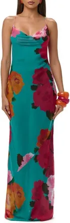 Naked Wardrobe Floral Chiffon Slipdress in Flora Spritz at Nordstrom, Size X-Large