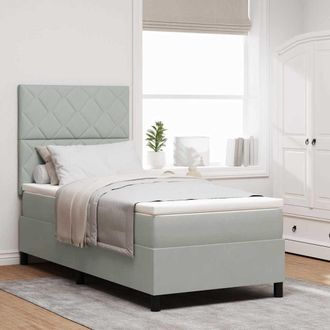 vidaXL Vidaxl - Letto A Molle Con Materasso Grigio Chiaro 100 X 200 Cm Velluto