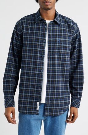 Carhartt Work in Progress Widmark Plaid Flannel Button-Up Shirt in Blue Multi at Nordstrom, Size X-Small