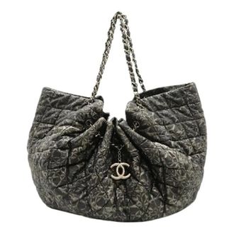 Chanel Pre-owned Bucket Bags, female, Gray, Size: ONE SIZE Pre-owned Melrose Cabas Nylon Tote Bag