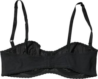 Dolce & Gabbana Womens Black Semi-Pad Underwire Balconette Bra Underwear Elastane Silk Clothing