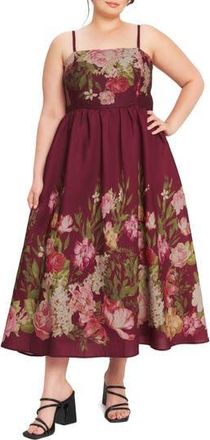 Flying Tomato Floral Fit & Flare Maxi Dress in Burgundy at Nordstrom Rack, Size 2 X