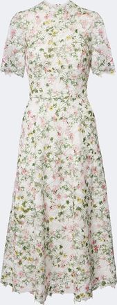 Monique Lhuillier Floral lace midi dress