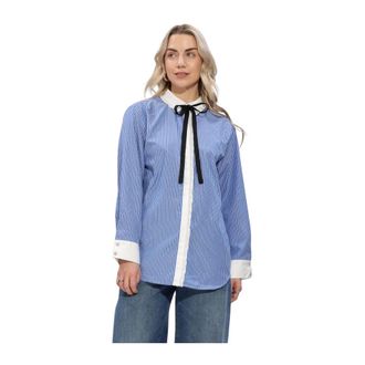 Bruuns Bazaar Overhemden, Dames, Blauw, M, Linnen, Borassus Bbziana Shirt