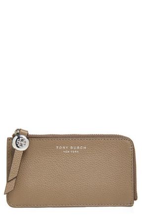 Tory Burch Romy Leather Zip Card Case in Wild Mushroom at Nordstrom