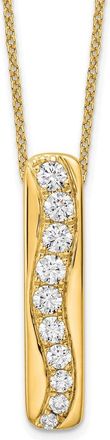 Diamond2Deal 14k Gold 3/4 Ct Lab Grown Diamond Vertical Bar Slide Pendant Necklace 18