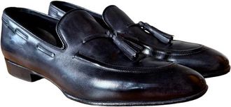 Tom Ford Black Leather Apron Tassel Loafers Size 44