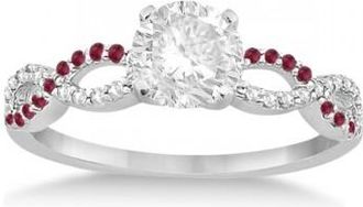 Allurez Infinity Diamond & Ruby Gemstone Engagement Ring Platinum 0.21ct