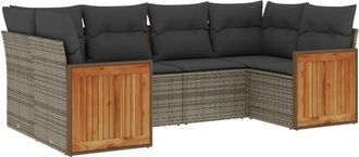 vidaXL Vidaxl - Set De Muebles De Jard&iacute;n 6 Pzas Y Cojines Rat&aacute;n Sint&eacute;tico Gris