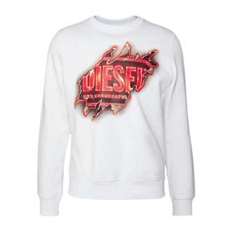 Diesel Unisex Peel Effect Logo Sweatshirt voor volwassenen (Wit)